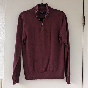 Maroon Wool-Cotton Blend J Crew Quarter Zip Sweater Great Condition